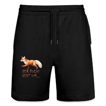 Der Fuchs geht um - Stanley/Stella Unisex Bio Joggingshorts Trainer  - Schwarz - Vorne - Nik (191cm) & Marisol (170cm)