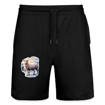 Moutons dans la neige - Short de jogging bio TRAINER Stanley/Stella unisexe - noir - Devant - Nik (191cm) & Marisol (170cm)