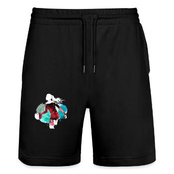 Basketball Woman Basketball Player Basketball Player - Stanley/Stella Trainer Unisex Organic Jogging Shorts - black - Front - Nik (191cm) & Marisol (170cm)