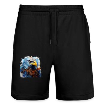 Adler Steinadler König der Lüfte Geschenk Alpen - Stanley/Stella Unisex Bio Joggingshorts Trainer  - Schwarz - Vorne - Nik (191cm) & Marisol (170cm)