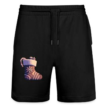 Christmas stocking - Stanley/Stella Trainer Unisex Organic Jogging Shorts - black - Front - Nik (191cm) & Marisol (170cm)