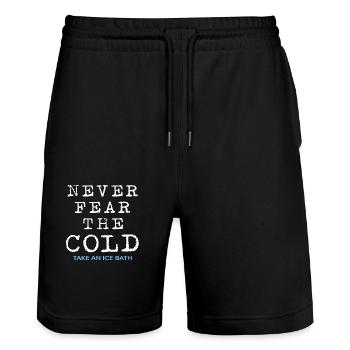 Eisbader Winterbad Abhärtung Eisbad Eisloch - Stanley/Stella Unisex Bio Joggingshorts Trainer  - Schwarz - Vorne - Nik (191cm) & Marisol (170cm)