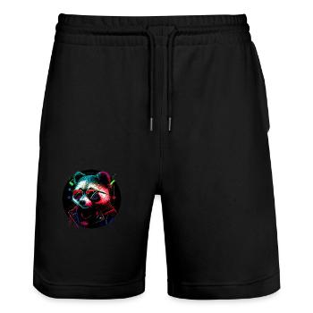 Cyber-Waschbär - Stanley/Stella Unisex Bio Joggingshorts Trainer  - Schwarz - Vorne - Nik (191cm) & Marisol (170cm)