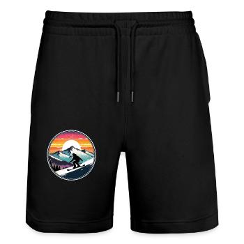 Snowboarden, Schnee und Skifahren - Stanley/Stella Unisex Bio Joggingshorts Trainer  - Schwarz - Vorne - Nik (191cm) & Marisol (170cm)