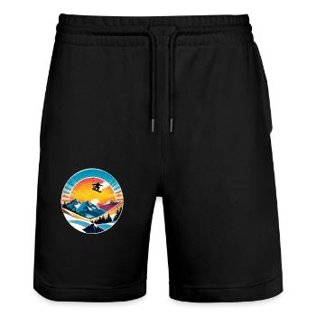 Snowboarden, Schnee und Skifahren - Stanley/Stella Unisex Bio Joggingshorts Trainer  - Schwarz - Vorne - Nik (191cm) & Marisol (170cm)