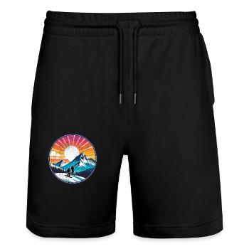 Snowboarden, Schnee und Skifahren - Stanley/Stella Unisex Bio Joggingshorts Trainer  - Schwarz - Vorne - Nik (191cm) & Marisol (170cm)