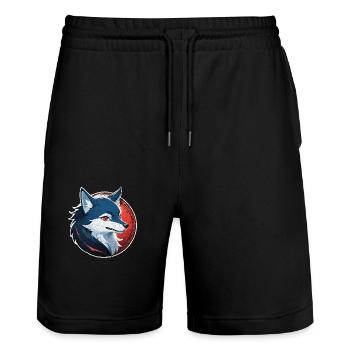 loup tatouage - Short de jogging bio TRAINER Stanley/Stella unisexe - noir - Devant - Nik (191cm) & Marisol (170cm)