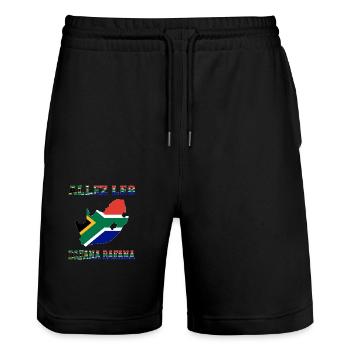 Allez LES BAFANA BAFANA Maillot de Pied - Short de jogging bio TRAINER Stanley/Stella unisexe - noir - Devant - Nik (191cm) & Marisol (170cm)