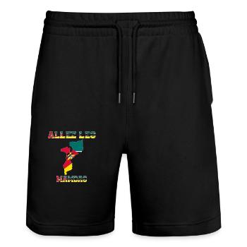 Allez Les Mambas Maillot de Pied Os Mambas - Short de jogging bio TRAINER Stanley/Stella unisexe - noir - Devant - Nik (191cm) & Marisol (170cm)