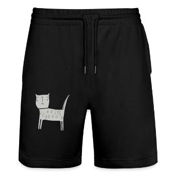 Gris chat - Short de jogging bio TRAINER Stanley/Stella unisexe - noir - Devant - Nik (191cm) & Marisol (170cm)