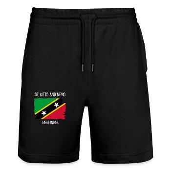 Saint Kitts and Nevis Flag - West Indies - Caribbean - Stanley/Stella Trainer Unisex Organic Jogging Shorts - black - Front - Nik (191cm) & Marisol (170cm)