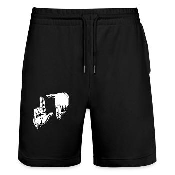 Photo Seeking Hands - Stanley/Stella Trainer Unisex Organic Jogging Shorts - black - Front - Nik (191cm) & Marisol (170cm)