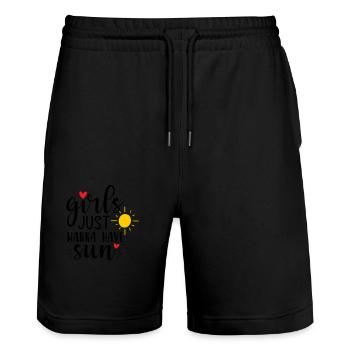 girls just want to have sun - Stanley/Stella Trainer Unisex Organic Jogging Shorts - black - Front - Nik (191cm) & Marisol (170cm)