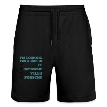 I‘m looking for a man in IT - Stanley/Stella Unisex Bio Joggingshorts Trainer  - Schwarz - Vorne - Nik (191cm) & Marisol (170cm)