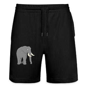 African elephant - Stanley/Stella Trainer Unisex Organic Jogging Shorts - black - Front - Nik (191cm) & Marisol (170cm)