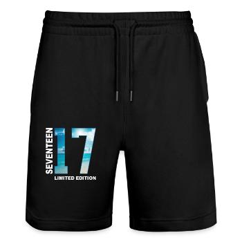 17. Geburtstag Geschenkidee - Stanley/Stella Unisex Bio Joggingshorts Trainer  - Schwarz - Vorne - Nik (191cm) & Marisol (170cm)