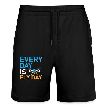 Every Day Is Fly Day Drone Pilot RC Flight - Stanley/Stella Unisex Bio Joggingshorts Trainer  - Schwarz - Vorne - Nik (191cm) & Marisol (170cm)