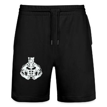 panther comic - Stanley/Stella Unisex Bio Joggingshorts Trainer  - Schwarz - Vorne - Nik (191cm) & Marisol (170cm)