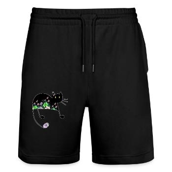 Chat - Short de jogging bio TRAINER Stanley/Stella unisexe - noir - Devant - Nik (191cm) & Marisol (170cm)