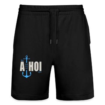Who says a - Stanley/Stella Trainer Unisex Organic Jogging Shorts - black - Front - Nik (191cm) & Marisol (170cm)