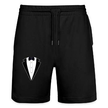 Vintage Party-Smoking Vintage Party Tuxedo - Stanley/Stella Unisex Bio Joggingshorts Trainer  - Schwarz - Vorne - Nik (191cm) & Marisol (170cm)