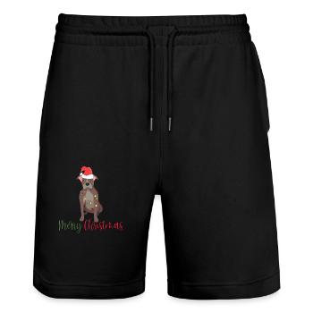 Bouledogue américain, Bully, Noël, Noël - Short de jogging bio TRAINER Stanley/Stella unisexe - noir - Devant - Nik (191cm) & Marisol (170cm)