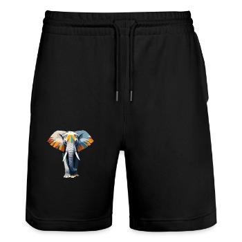 Elefant Vektor Kunst Lebendige Farbe Illustration - Stanley/Stella Unisex Bio Joggingshorts Trainer  - Schwarz - Vorne - Nik (191cm) & Marisol (170cm)