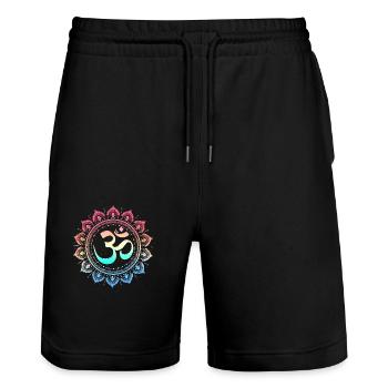 Om spirituel - Yoga et méditation - Short de jogging bio TRAINER Stanley/Stella unisexe - noir - Devant - Nik (191cm) & Marisol (170cm)
