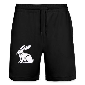 Rabbit Rabbit - Stanley/Stella Trainer Unisex Organic Jogging Shorts - black - Front - Nik (191cm) & Marisol (170cm)