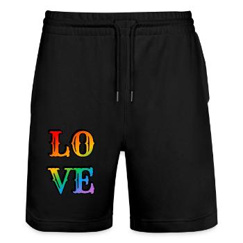 Amour arc-en-ciel rétro - Short de jogging bio TRAINER Stanley/Stella unisexe - noir - Devant - Nik (191cm) & Marisol (170cm)