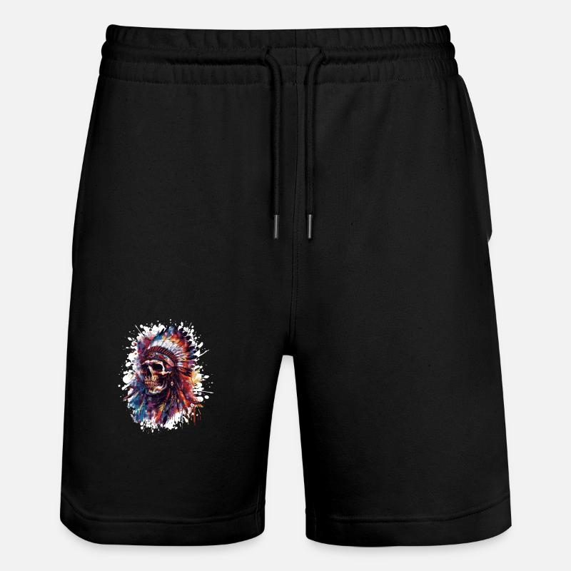 Crâne indien - Short de jogging bio TRAINER Stanley/Stella unisexe - noir