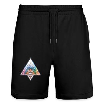 Die Kunst der Dreiecke - Stanley/Stella Unisex Bio Joggingshorts Trainer  - Schwarz - Vorne - Nik (191cm) & Marisol (170cm)