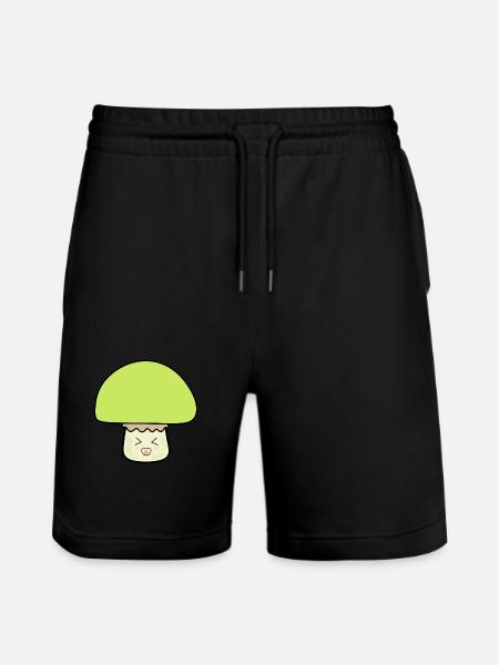 Champignon vert mignon avec visage - Short de jogging bio TRAINER Stanley/Stella unisexe - noir