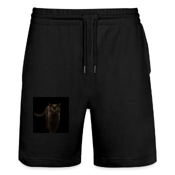 black cat kitten cat - Stanley/Stella Trainer Unisex Organic Jogging Shorts - black - Front - Nik (191cm) & Marisol (170cm)