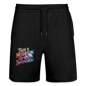 Pilz Pilze Funghi Champignon - Stanley/Stella Unisex Bio Joggingshorts Trainer  - Schwarz - Vorne - Nik (191cm) & Marisol (170cm)