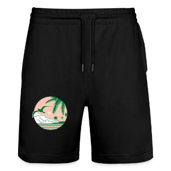 Sommer - Stanley/Stella Unisex Bio Joggingshorts Trainer  - Schwarz - Vorne - Nik (191cm) & Marisol (170cm)