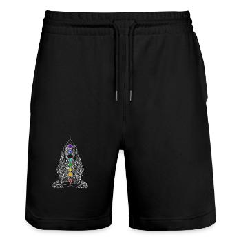 Yoga Chakra Energie lotusblüte buddha tattoo Girl - Stanley/Stella Unisex Bio Joggingshorts Trainer  - Schwarz - Vorne - Nik (191cm) & Marisol (170cm)