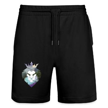 lion - Stanley/Stella Trainer Unisex Organic Jogging Shorts - black - Front - Nik (191cm) & Marisol (170cm)