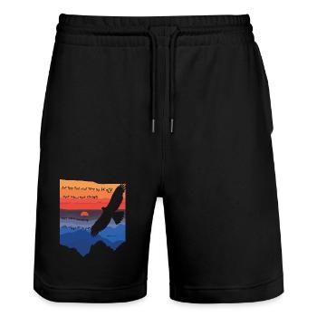Isaïe 40,31 / Verse de la Bible - Short de jogging bio TRAINER Stanley/Stella unisexe - noir - Devant - Nik (191cm) & Marisol (170cm)