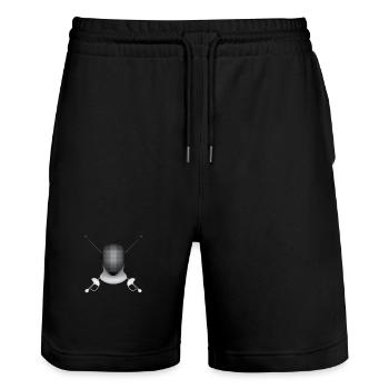 Fencing - Stanley/Stella Trainer Unisex Organic Jogging Shorts - black - Front - Nik (191cm) & Marisol (170cm)
