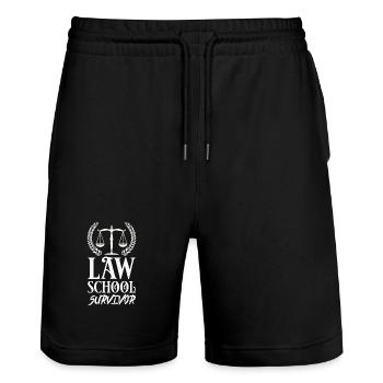 lawyer - Stanley/Stella Trainer Unisex Organic Jogging Shorts - black - Front - Nik (191cm) & Marisol (170cm)