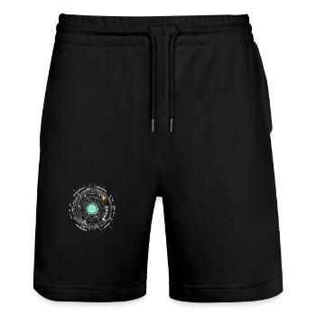 nerd CPU core computer code pc platine raumschiff - Stanley/Stella Unisex Bio Joggingshorts Trainer  - Schwarz - Vorne - Nik (191cm) & Marisol (170cm)
