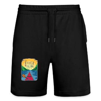 kayak - Stanley/Stella Trainer Unisex Organic Jogging Shorts - black - Front - Nik (191cm) & Marisol (170cm)