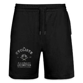 Radfahrer und Radfahrerin Französisch/ Deutsch - Stanley/Stella Unisex Bio Joggingshorts Trainer  - Schwarz - Vorne - Nik (191cm) & Marisol (170cm)