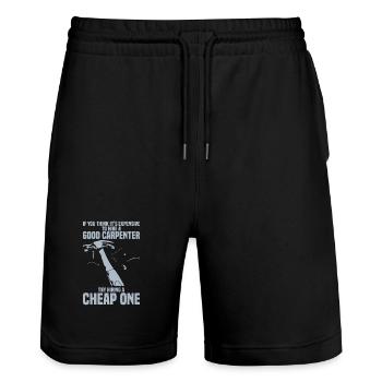 CARPENTER - Stanley/Stella Trainer Unisex Organic Jogging Shorts - black - Front - Nik (191cm) & Marisol (170cm)