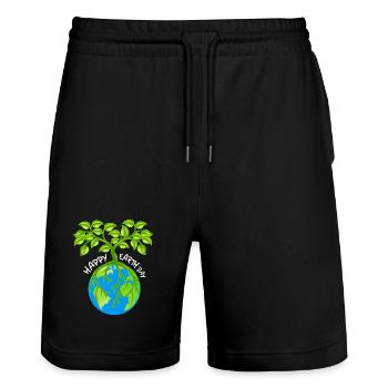 Eco-Friendly Earth Friend T-Shirt - Stanley/Stella Trainer Unisex Organic Jogging Shorts - black - Front - Nik (191cm) & Marisol (170cm)