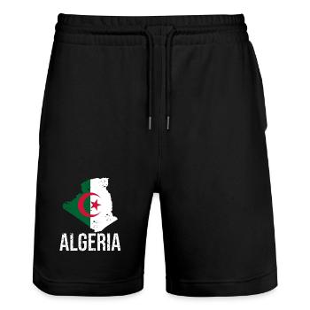 Algerian flag in map design - Stanley/Stella Trainer Unisex Organic Jogging Shorts - black - Front - Nik (191cm) & Marisol (170cm)