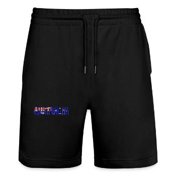 Australia Flag Font Design - Stanley/Stella Trainer Unisex Organic Jogging Shorts - black - Front - Nik (191cm) & Marisol (170cm)