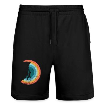 Klettern - Bergsteigen - Stanley/Stella Unisex Bio Joggingshorts Trainer  - Schwarz - Vorne - Nik (191cm) & Marisol (170cm)
