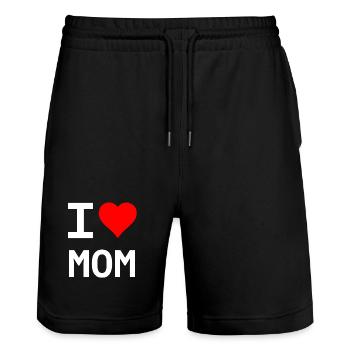 J’aime Maman – Cœur pour Maman - Short de jogging bio TRAINER Stanley/Stella unisexe - noir - Devant - Nik (191cm) & Marisol (170cm)